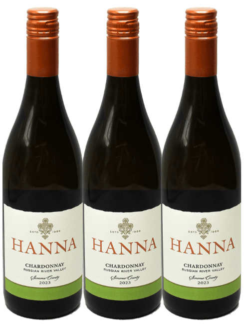Hanna 3 Bottle Pack Russian River Valley Chardonnay 2023 750ml