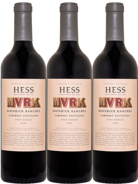 Hess Collection 3 Bottle Pack 'MVRK' Maverick Ranches Cabernet Sauvignon Paso Robles 2023 750ml