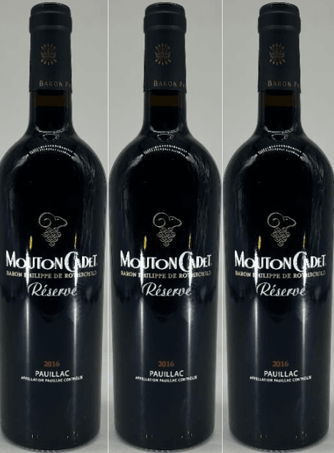 Baron Philippe de Rothschild 3 Bottle Pack Medoc Mouton Cadet Reserve 2016 750ml